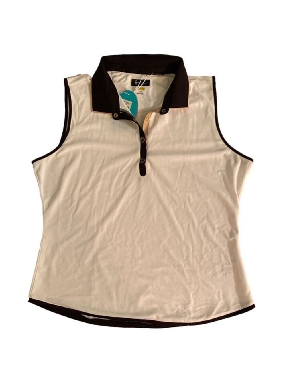 Nwt Greg Norman Top Sleeveless Collared 1/4 Snap Dry Wick Women’s Size Lg
